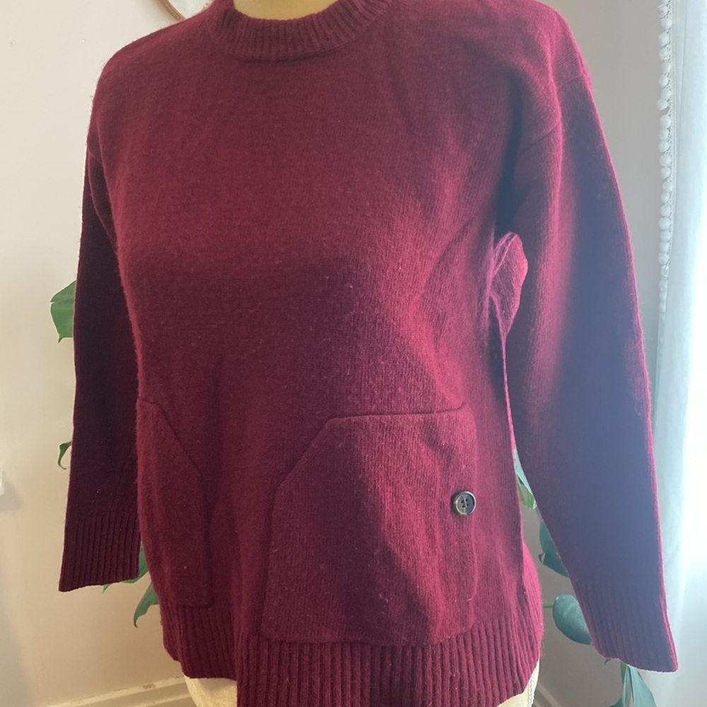 J. Crew Maroon Sweater With Button Patch Pockets - image 2